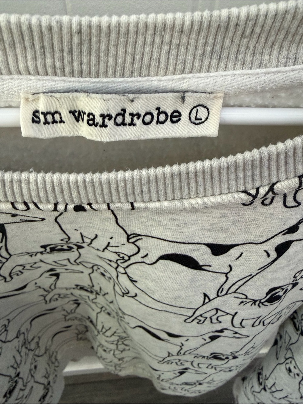 Women’s Grey Dog Print Sweatshirt Sweater - Picture 3 of 3